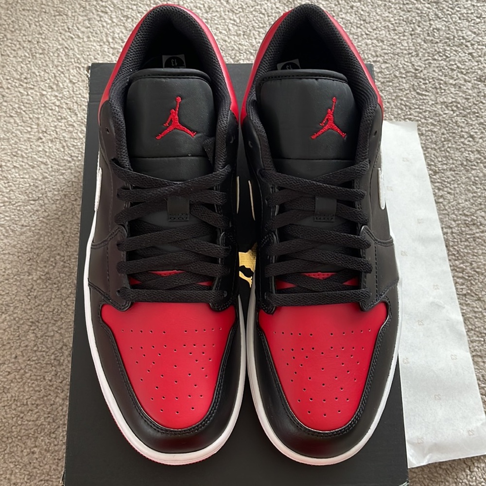 Air Jordan 1 Low Black Gym Red / White (Bred Toe)